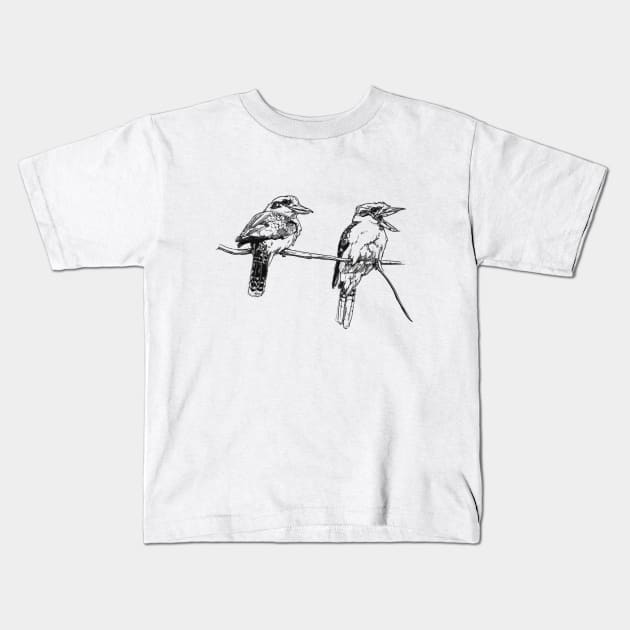 Kookaburra Ink Drawing Kids T-Shirt by Fireside Press